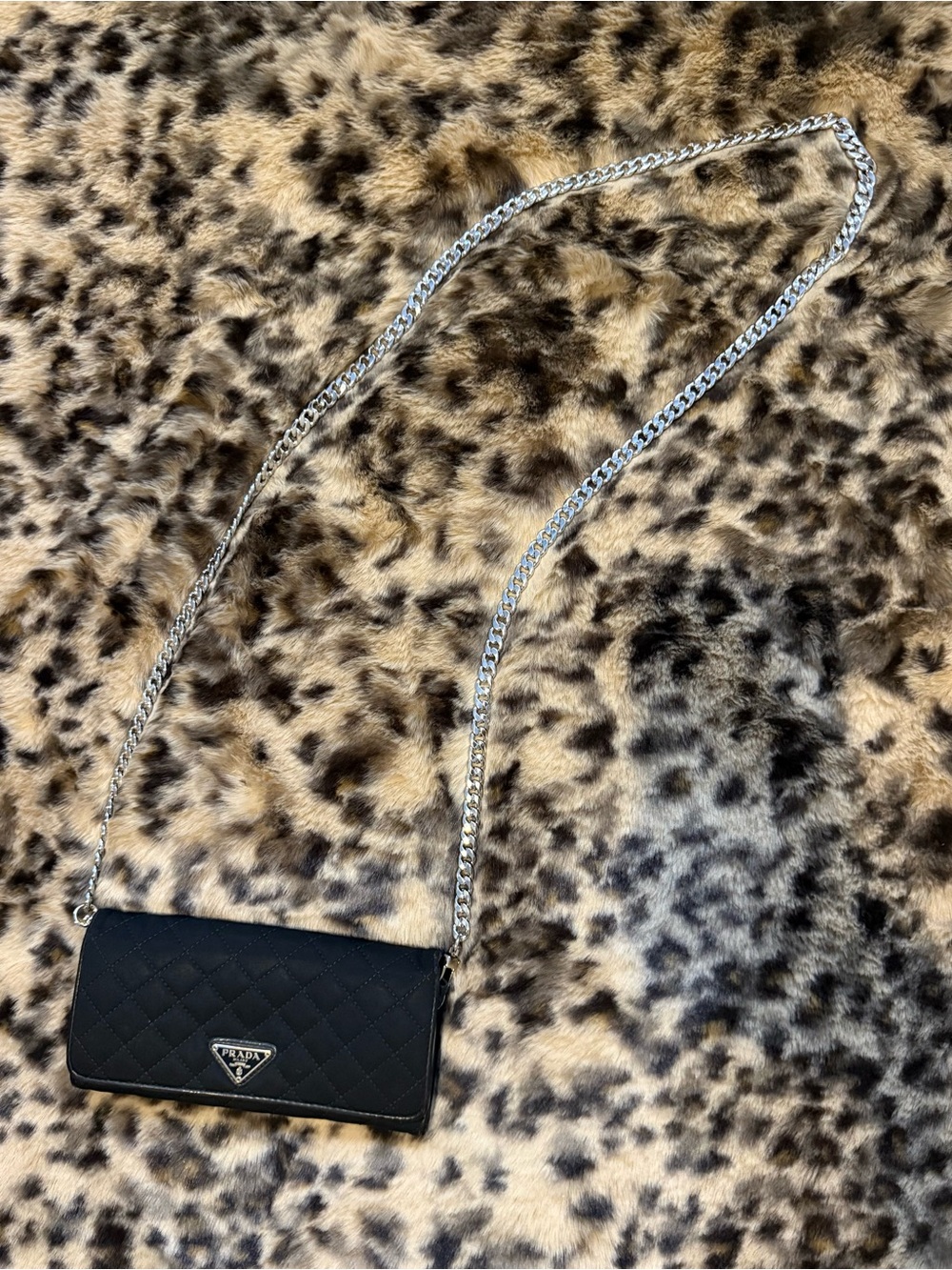 Prada Black Quilted Chain Crossbody Wallet - Picture 3 of 16